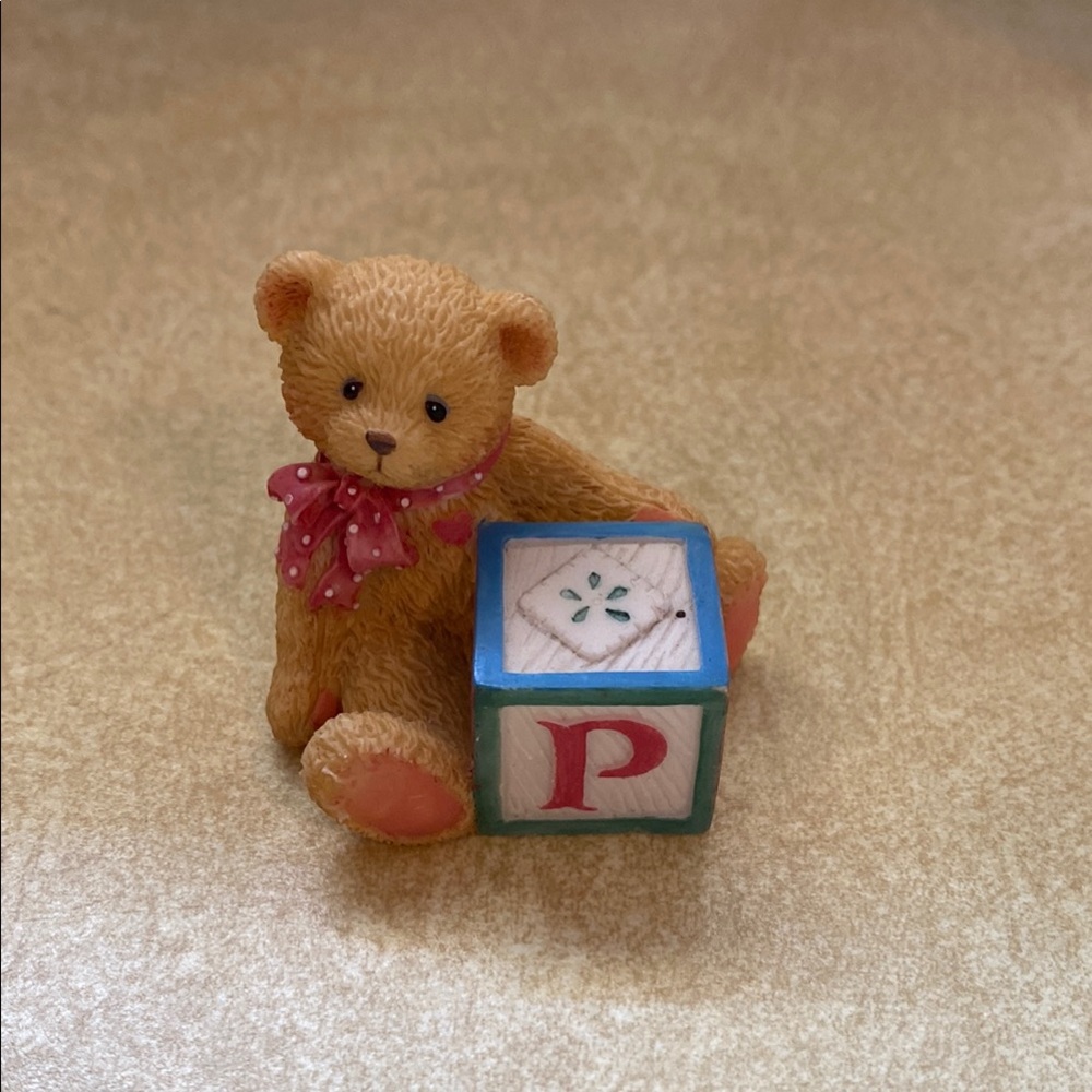 Cute Tan Teddy Bear with Block Letter P